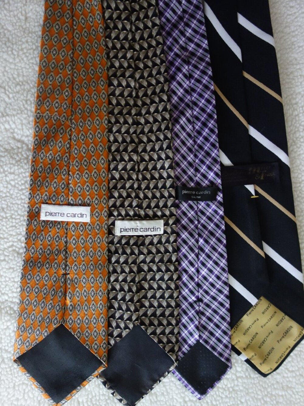 Lot of Four PIERRE CARDIN (Various Widths, Colors, Patterns, some vntg) Silk Tie
